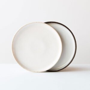 Beige Serveware Ceramic White Matte Plates