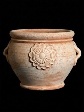Cachepot scalfito in terracotta galestro, fatto a mano al tornio a Gualdo Tadino, diametro 25-30-35 cm
